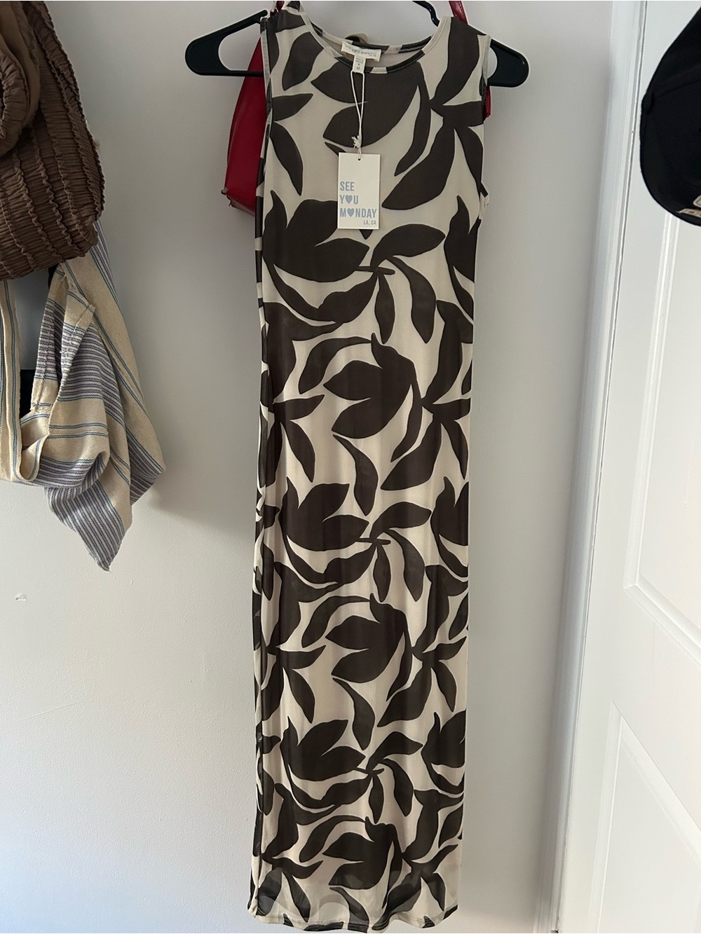See You Monday Black Leaf-Print Dress